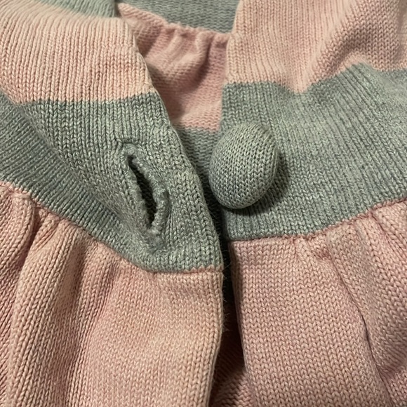 Light Pink and Gray Short Sleeve Striped Sweater Size Small - Picture 3 of 3